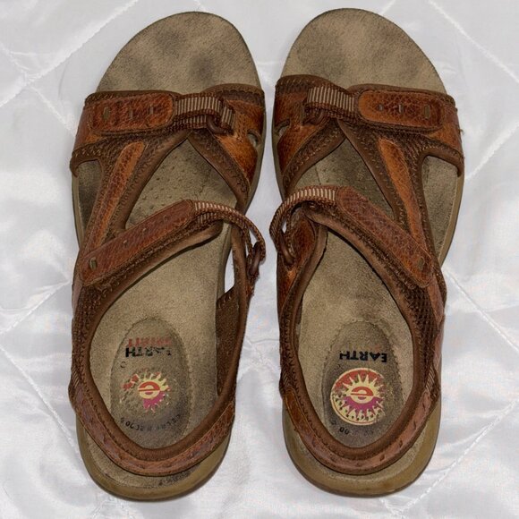 Earth spirit Cushion Womens 9 Adria II Brown Leather Sport Sandals Strap Comfort - Picture 4 of 15